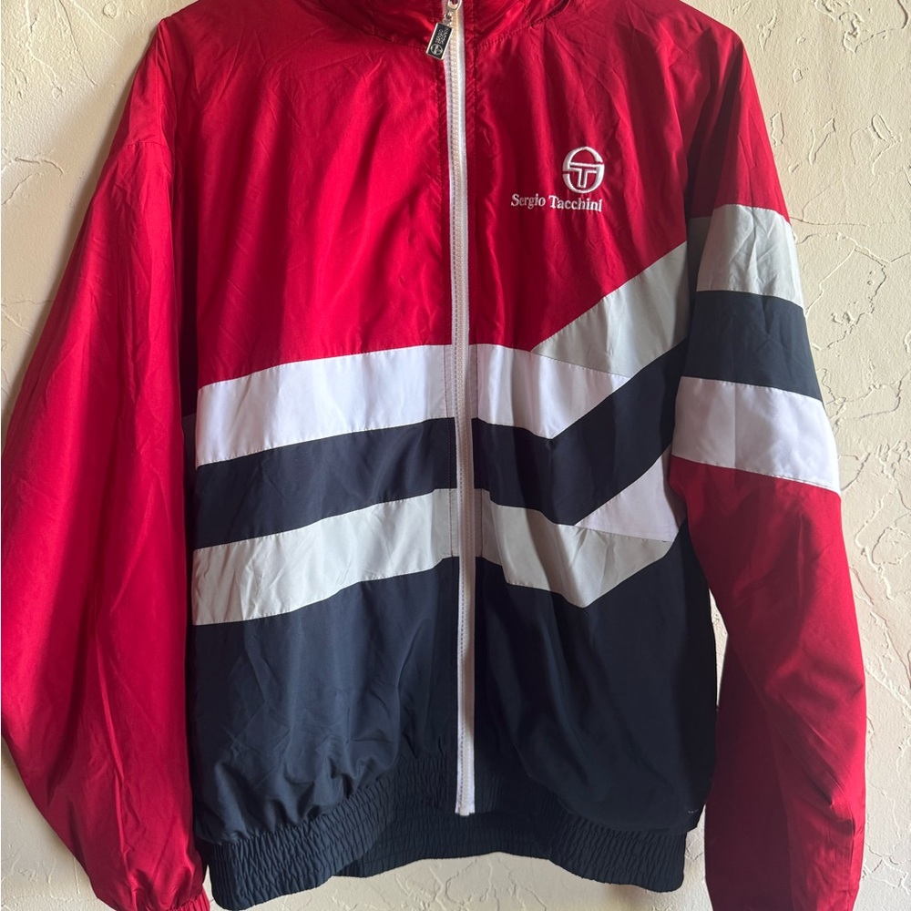 Sergio Tacchini Red and Black Windbreaker Jacket